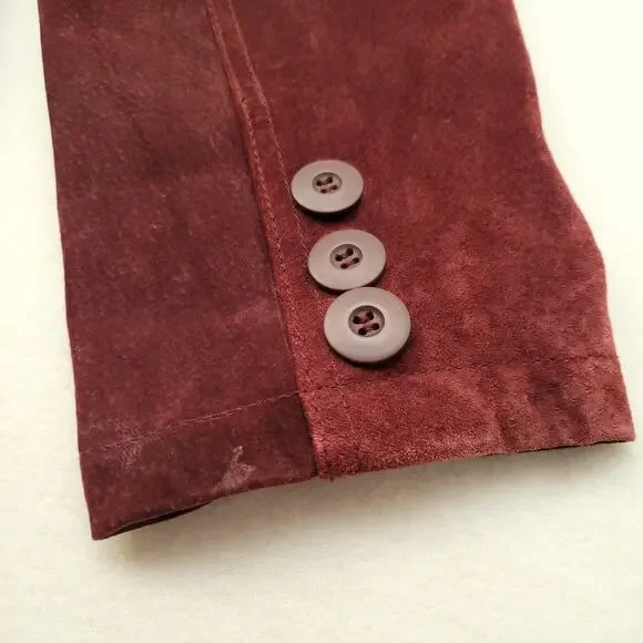Wilsons Leather Maxima Jacket Women's XL Maroon Suede Lined Vintage 90s Y2K - Picture 11 of 16